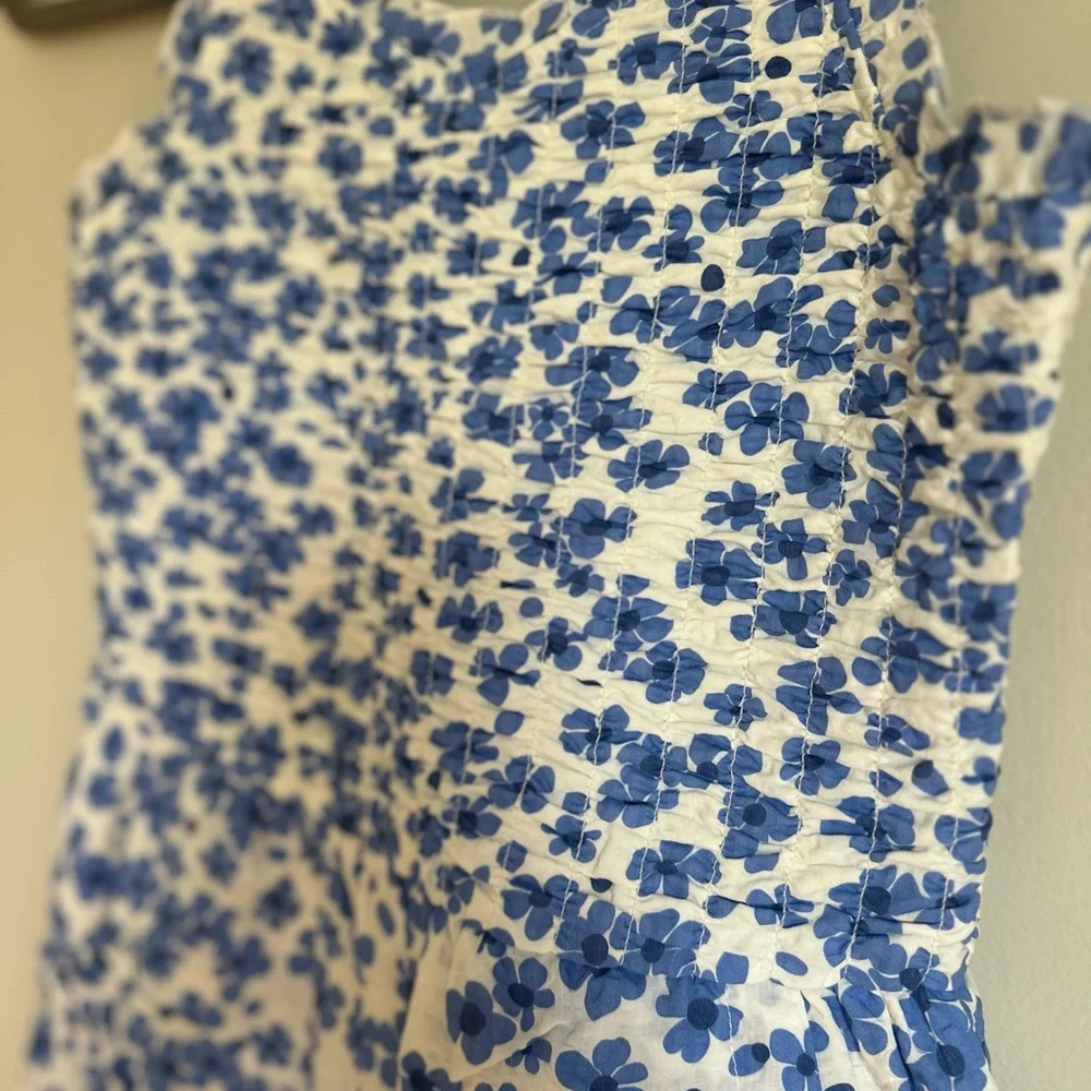 NEW Hannah banana Girls Ruched Floral Romper Blue White Size 10 Adjustable Strap - Picture 3 of 8